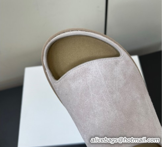 Low Price The Row Suede Platform Slides Sandal Light Grey 0604106