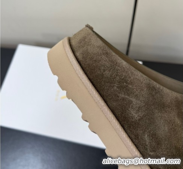 Stylish The Row Suede Platform Slides Sandal Dark Grey 0604108