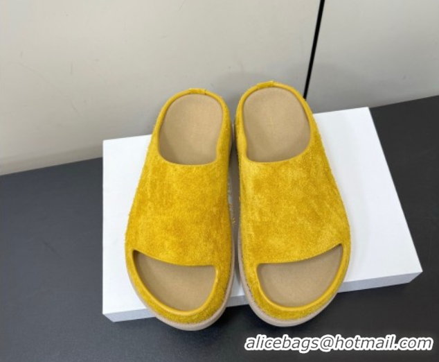 Top Grade The Row Suede Platform Slides Sandal Yellow 0604109