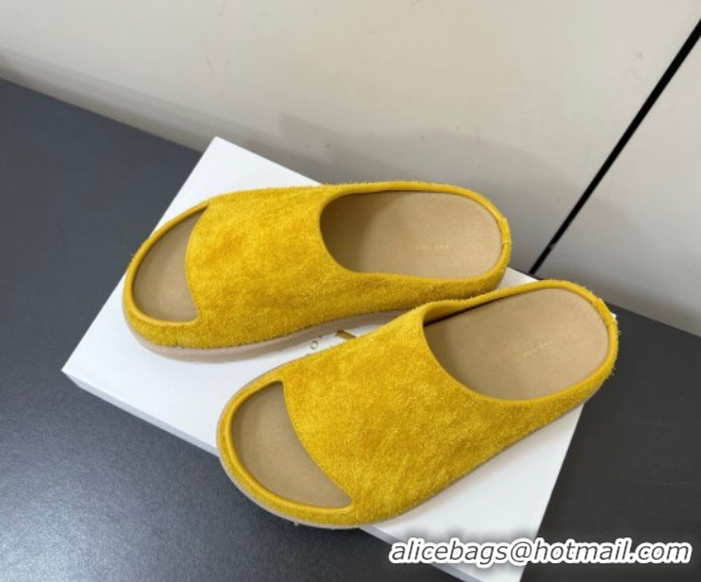 Top Grade The Row Suede Platform Slides Sandal Yellow 0604109