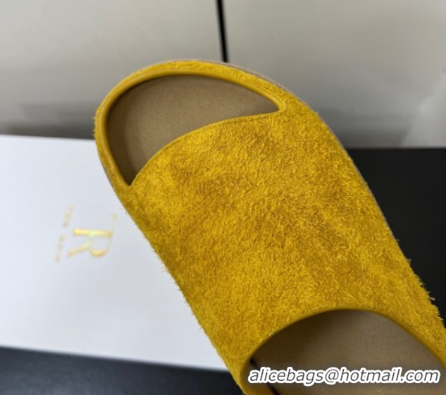 Top Grade The Row Suede Platform Slides Sandal Yellow 0604109