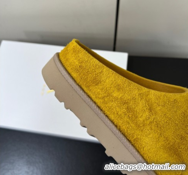 Top Grade The Row Suede Platform Slides Sandal Yellow 0604109