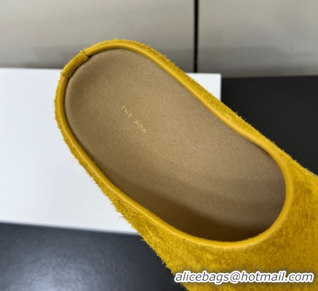 Top Grade The Row Suede Platform Slides Sandal Yellow 0604109