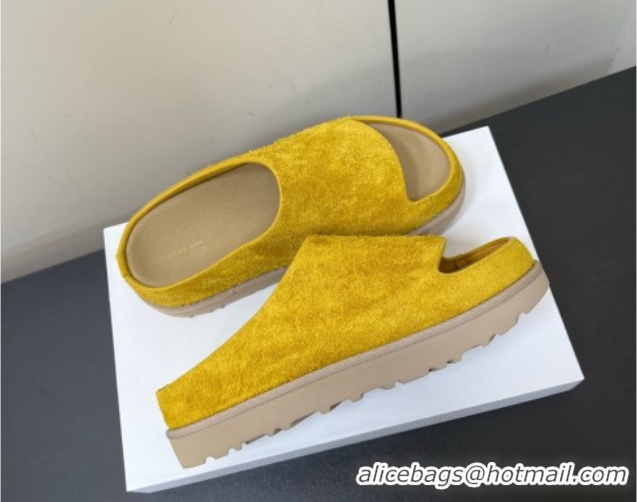 Top Grade The Row Suede Platform Slides Sandal Yellow 0604109