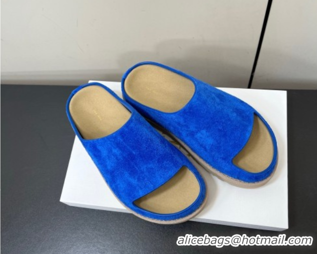 Purchase The Row Suede Platform Slides Sandal Sky Blue 0604110