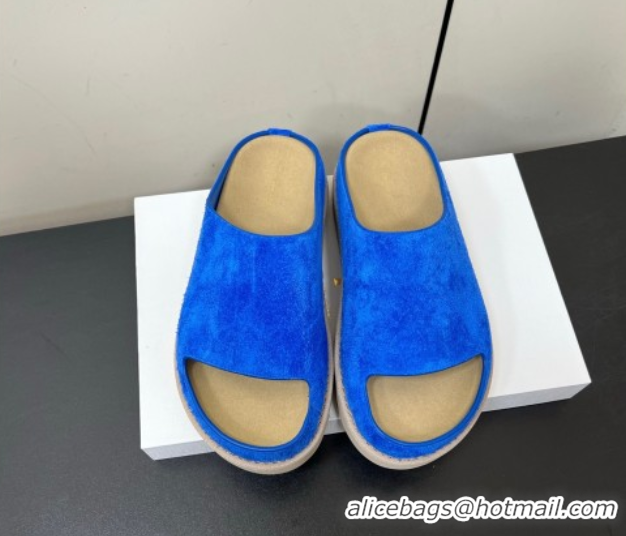Purchase The Row Suede Platform Slides Sandal Sky Blue 0604110