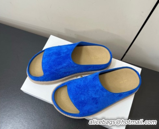 Purchase The Row Suede Platform Slides Sandal Sky Blue 0604110