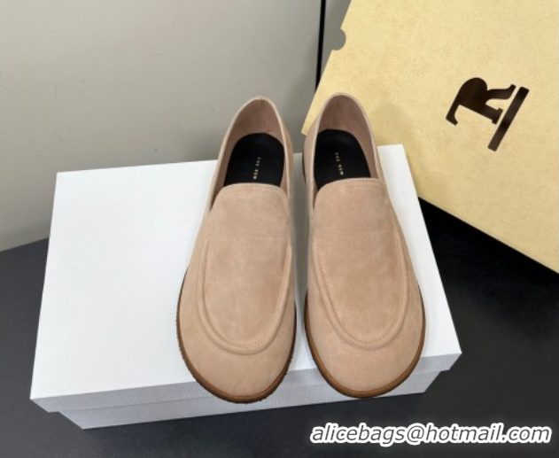 Sumptuous The Row Suede Flat Loafers Beige 0604111
