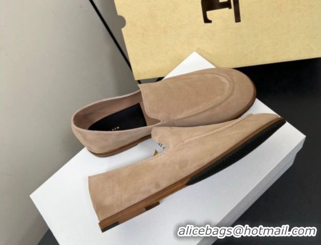 Sumptuous The Row Suede Flat Loafers Beige 0604111