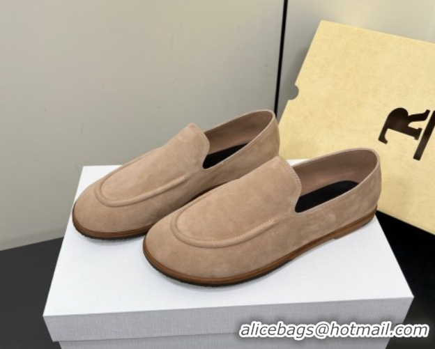 Sumptuous The Row Suede Flat Loafers Beige 0604111