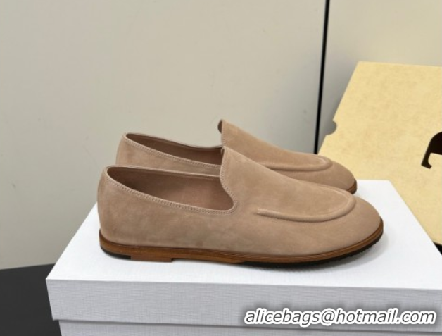 Sumptuous The Row Suede Flat Loafers Beige 0604111