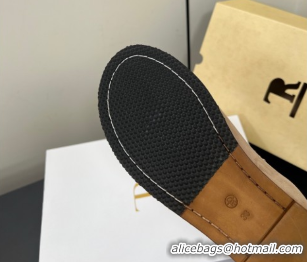 Sumptuous The Row Suede Flat Loafers Beige 0604111