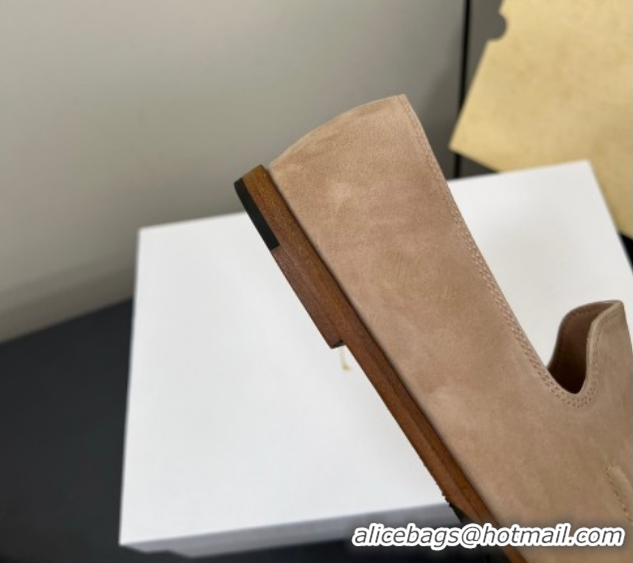 Sumptuous The Row Suede Flat Loafers Beige 0604111