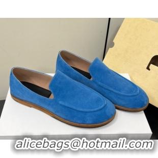 Perfect The Row Suede Flat Loafers Blue 0604112