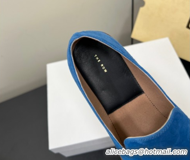 Perfect The Row Suede Flat Loafers Blue 0604112
