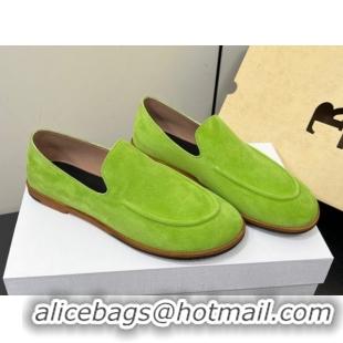 Good Looking The Row Suede Flat Loafers Green 0604113