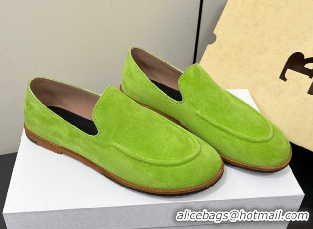 Good Looking The Row Suede Flat Loafers Green 0604113