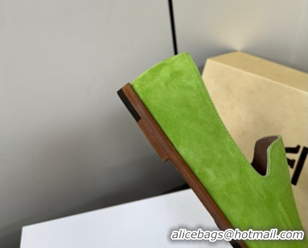 Good Looking The Row Suede Flat Loafers Green 0604113