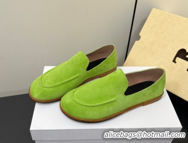 Good Looking The Row Suede Flat Loafers Green 0604113