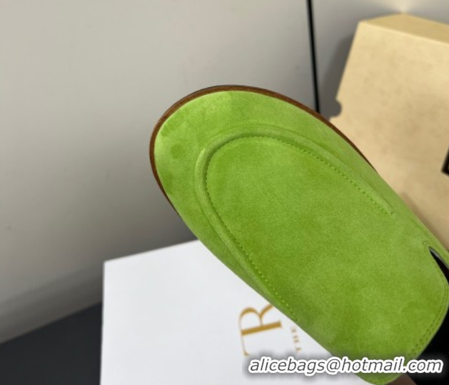 Good Looking The Row Suede Flat Loafers Green 0604113
