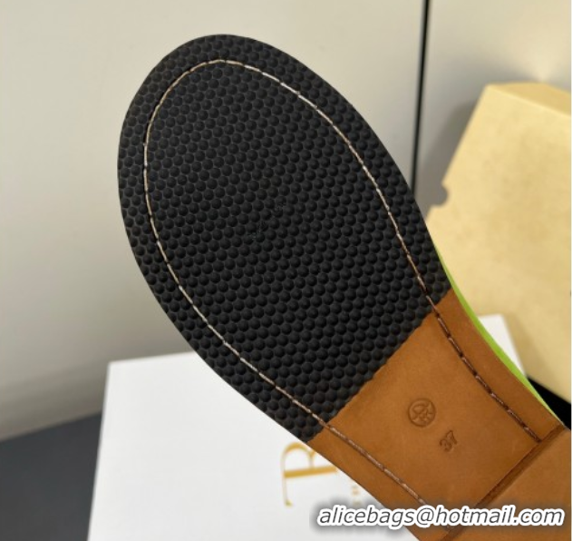 Good Looking The Row Suede Flat Loafers Green 0604113