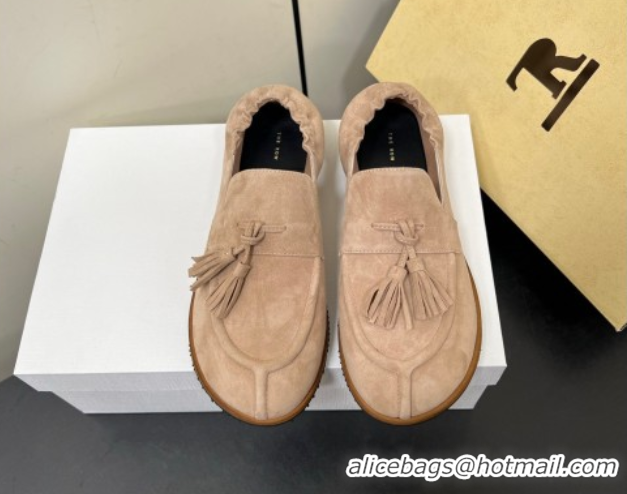 Unique Style The Row Suede Tassel Loafers Beige 0604114