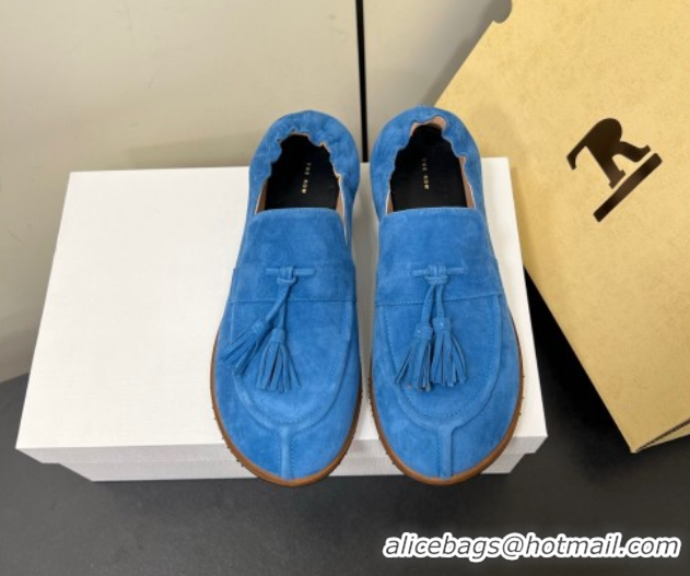 Grade Quality The Row Suede Tassel Loafers Blue 0604115 