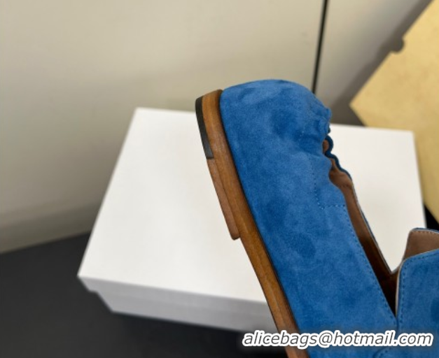 Grade Quality The Row Suede Tassel Loafers Blue 0604115 