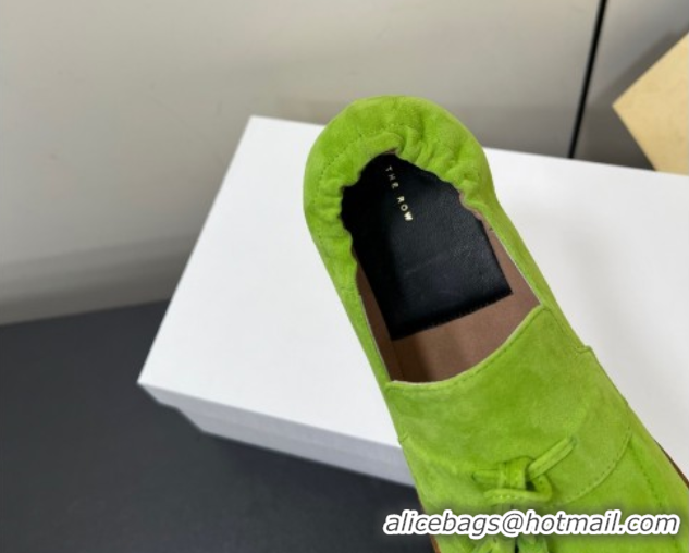 Good Quality The Row Suede Tassel Loafers Green 0604116 