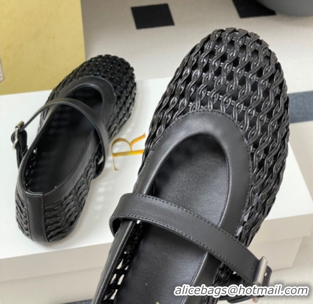 Best Product The Row Woven Ballet Flats Black TR071001 0710116