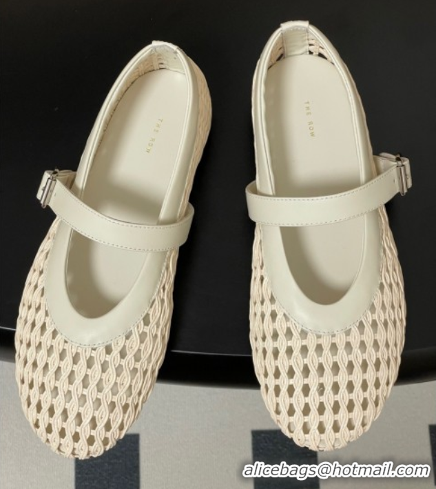 Durable The Row Woven Ballet Flats White 2025 TR071001 0710117
