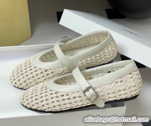 Durable The Row Woven Ballet Flats White 2025 TR071001 0710117