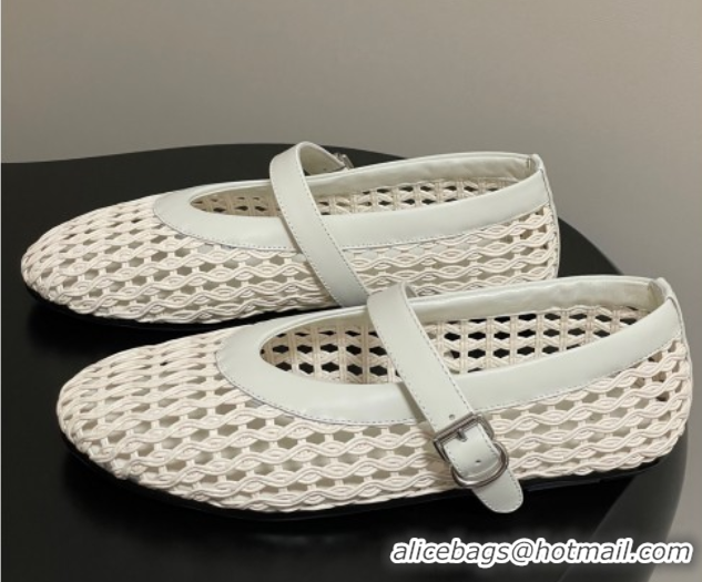 Durable The Row Woven Ballet Flats White 2025 TR071001 0710117