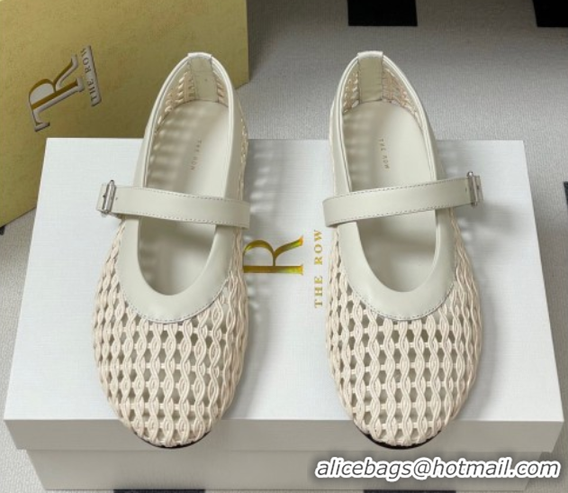 Durable The Row Woven Ballet Flats White 2025 TR071001 0710117