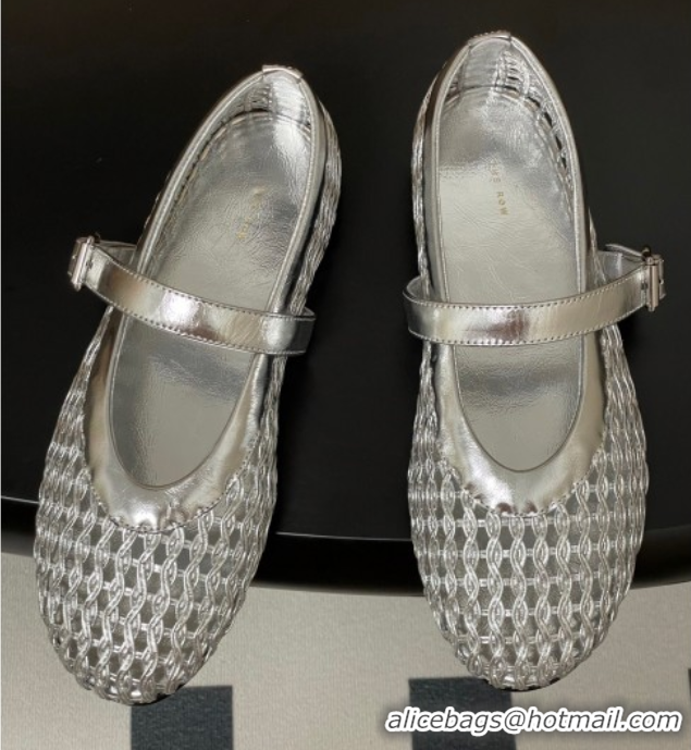Pretty Style The Row Woven Ballet Flats Silver TR071001 0710118