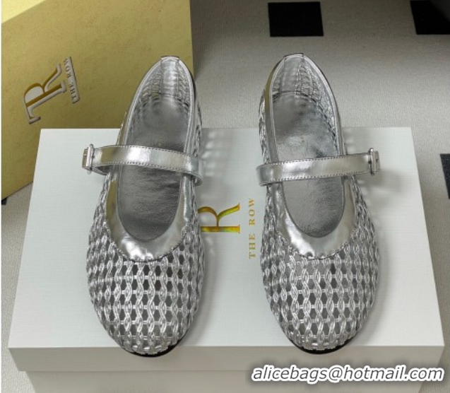 Pretty Style The Row Woven Ballet Flats Silver TR071001 0710118