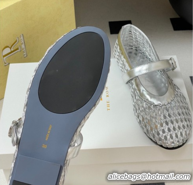 Pretty Style The Row Woven Ballet Flats Silver TR071001 0710118