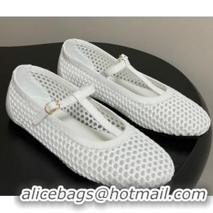 Classic Hot The Row Mesh T Ballet Flats White TR071002 0710120