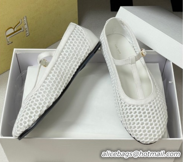 Classic Hot The Row Mesh T Ballet Flats White TR071002 0710120