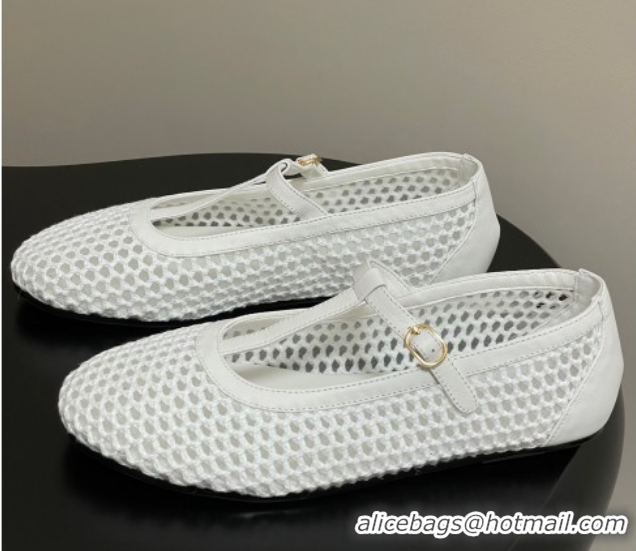 Classic Hot The Row Mesh T Ballet Flats White TR071002 0710120