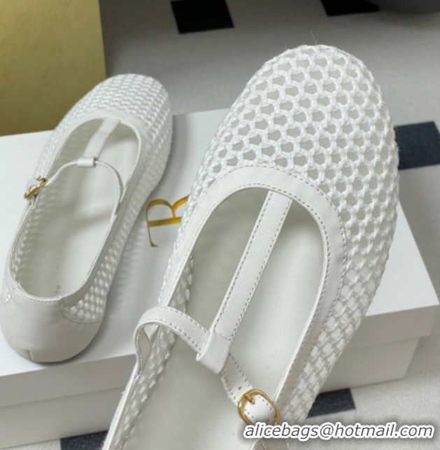 Classic Hot The Row Mesh T Ballet Flats White TR071002 0710120