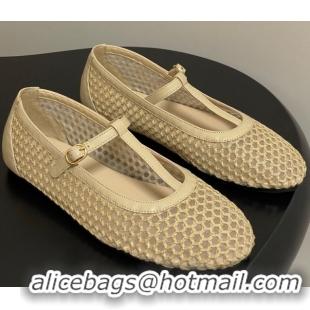 Buy Luxury The Row Mesh T Ballet Flats Beige TR071002 0710121