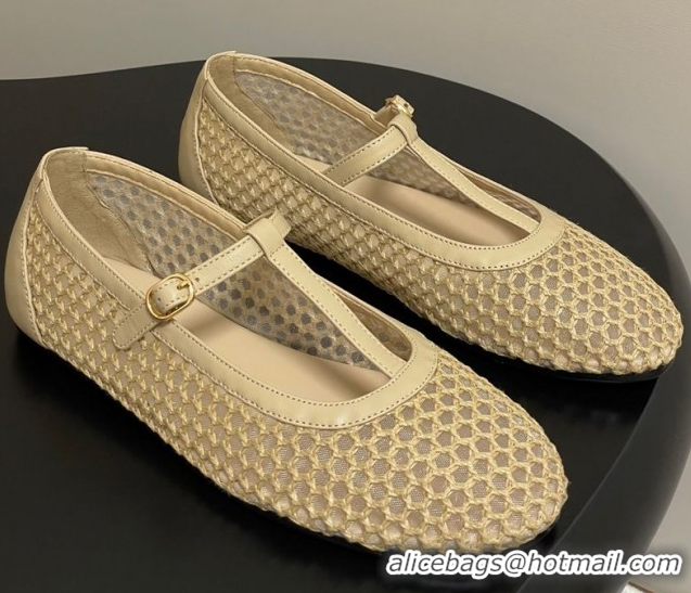 Buy Luxury The Row Mesh T Ballet Flats Beige TR071002 0710121