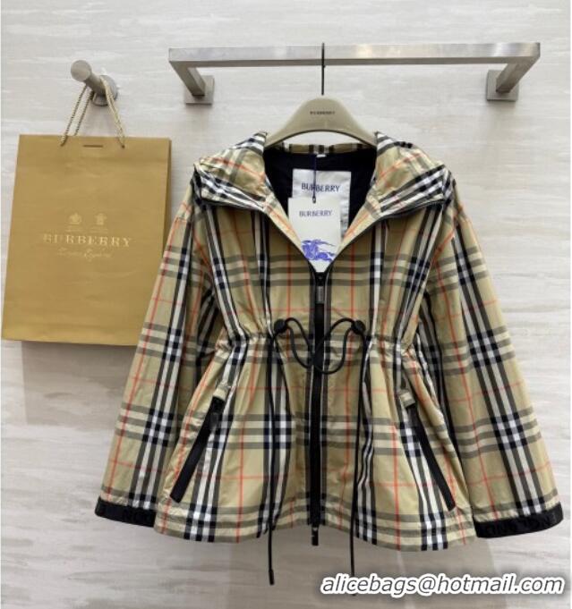 Classic Cheap Chanel Check Hooded Jacket CH82107 Khaki 2025