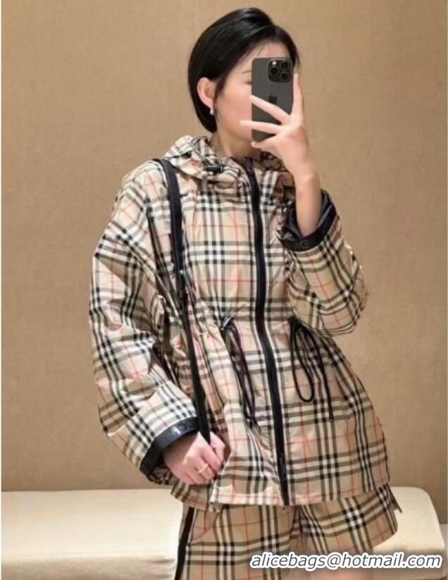Classic Cheap Chanel Check Hooded Jacket CH82107 Khaki 2025