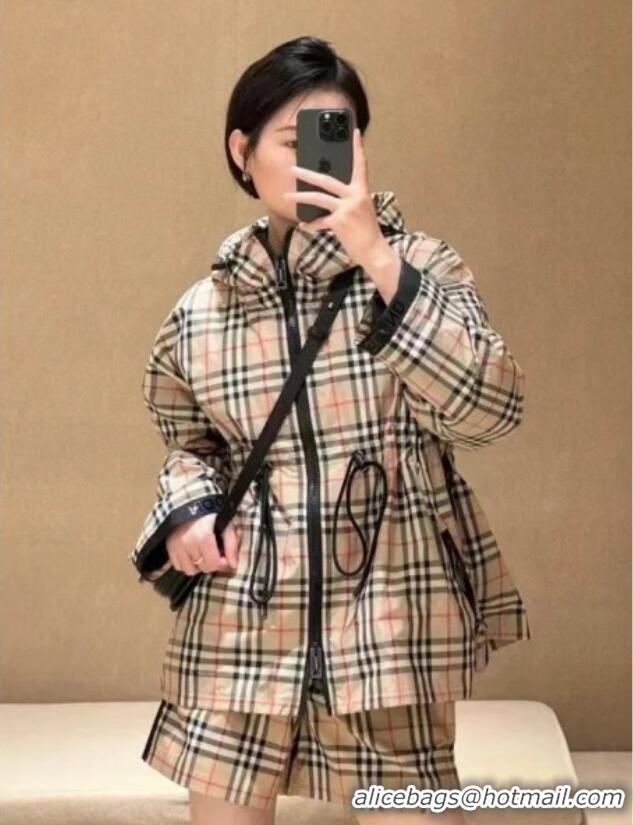 Classic Cheap Chanel Check Hooded Jacket CH82107 Khaki 2025