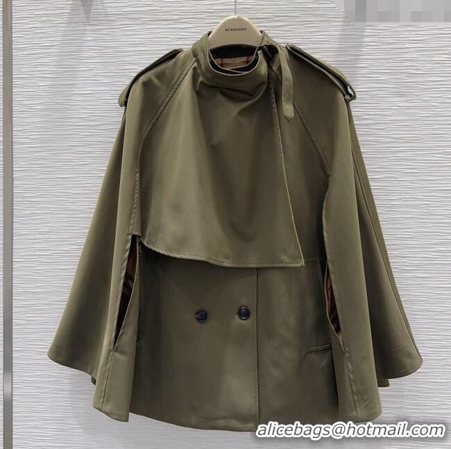 Original Cheap Burberry Cape Coat B090102 Green 2025