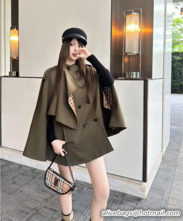 Original Cheap Burberry Cape Coat B090102 Green 2025