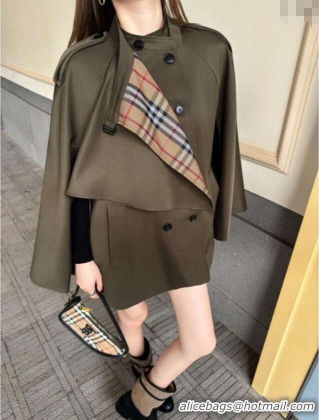 Original Cheap Burberry Cape Coat B090102 Green 2025