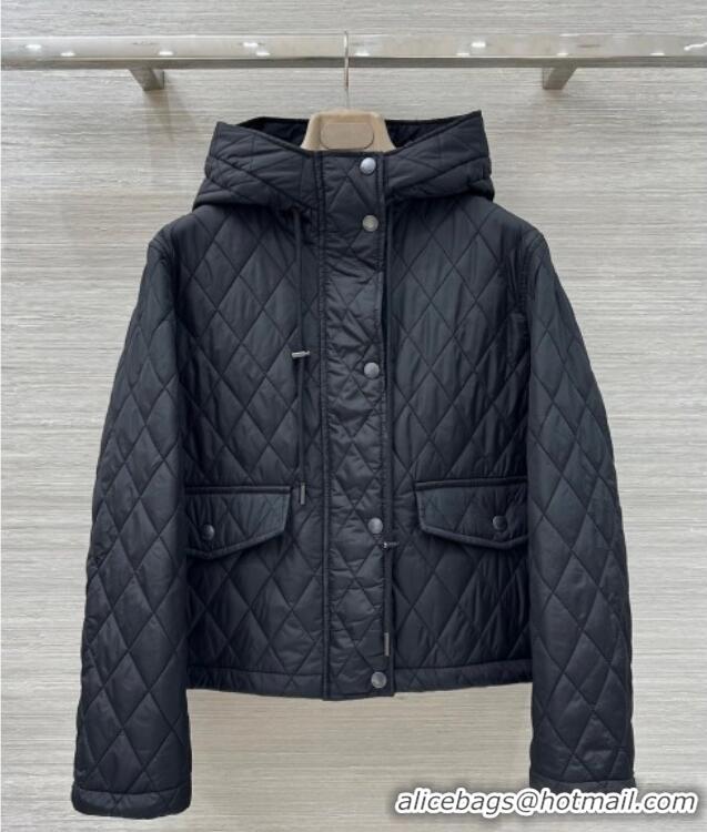 Luxury Classic Burgundy Quilted and Padded Cotton Jacket BR091901 Black 2025